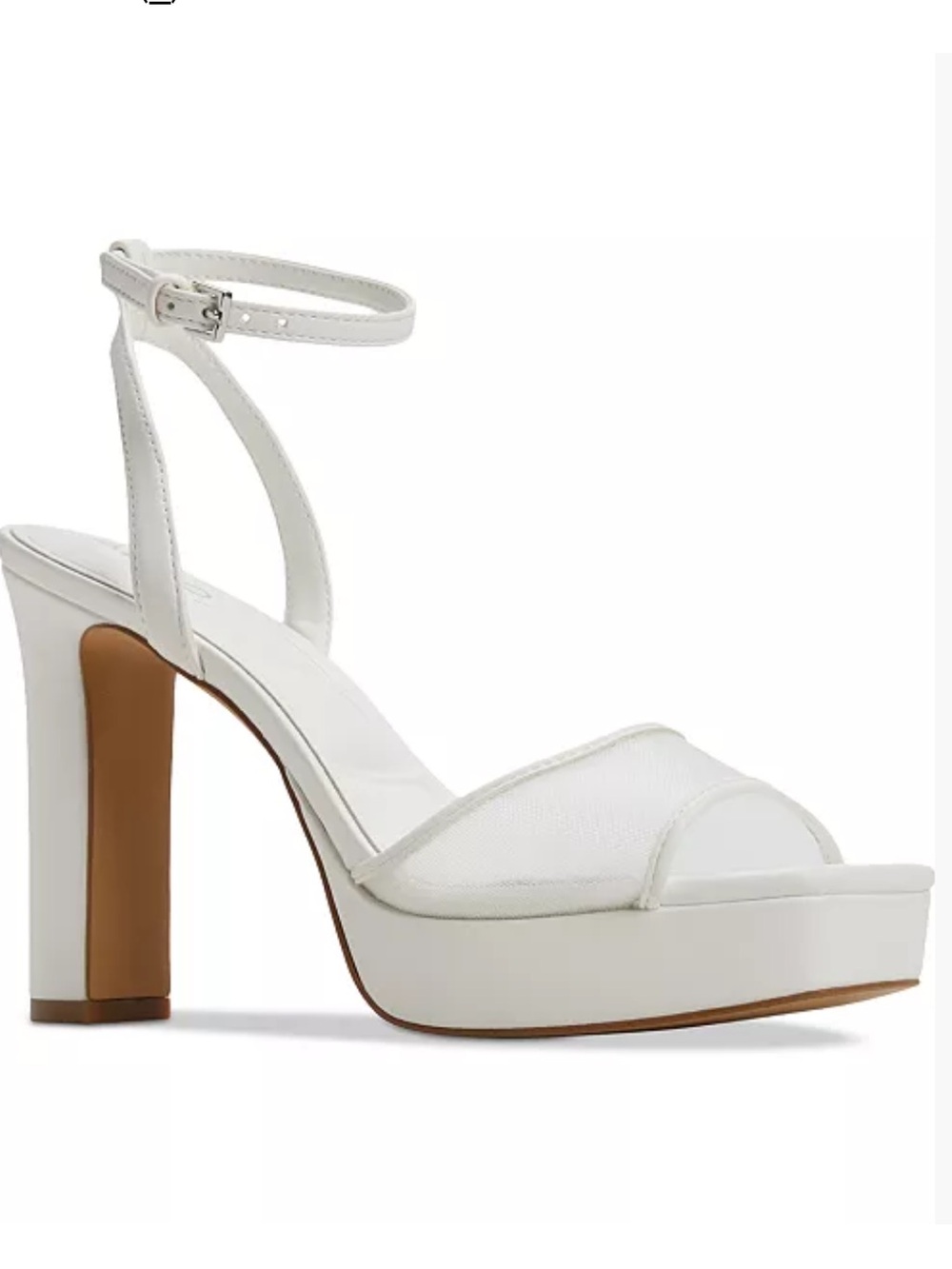 Aldo Chicglimmer White Platform Strappy Mesh Block Heel Bridal Sandals - Size 9